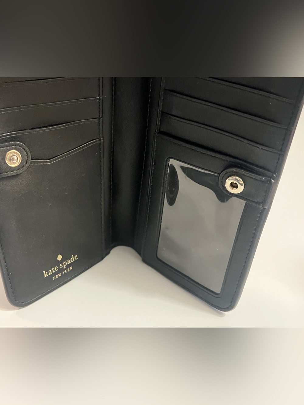 Kate Spade Bifold Wallet black multi herringbone floral pattern - Picture 11 of 16